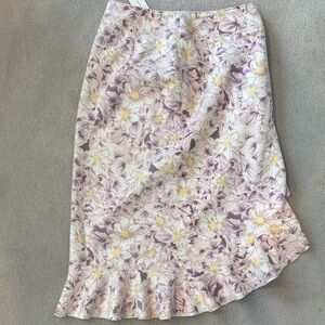Anthropologie Skye Floral Asymmetrical Ruffle Pencil